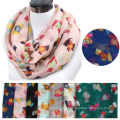 Moda Leve das mulheres grandes senhora poylester Snood lenço infinito atacado Imprimir animal infinito padrão cachecol cão